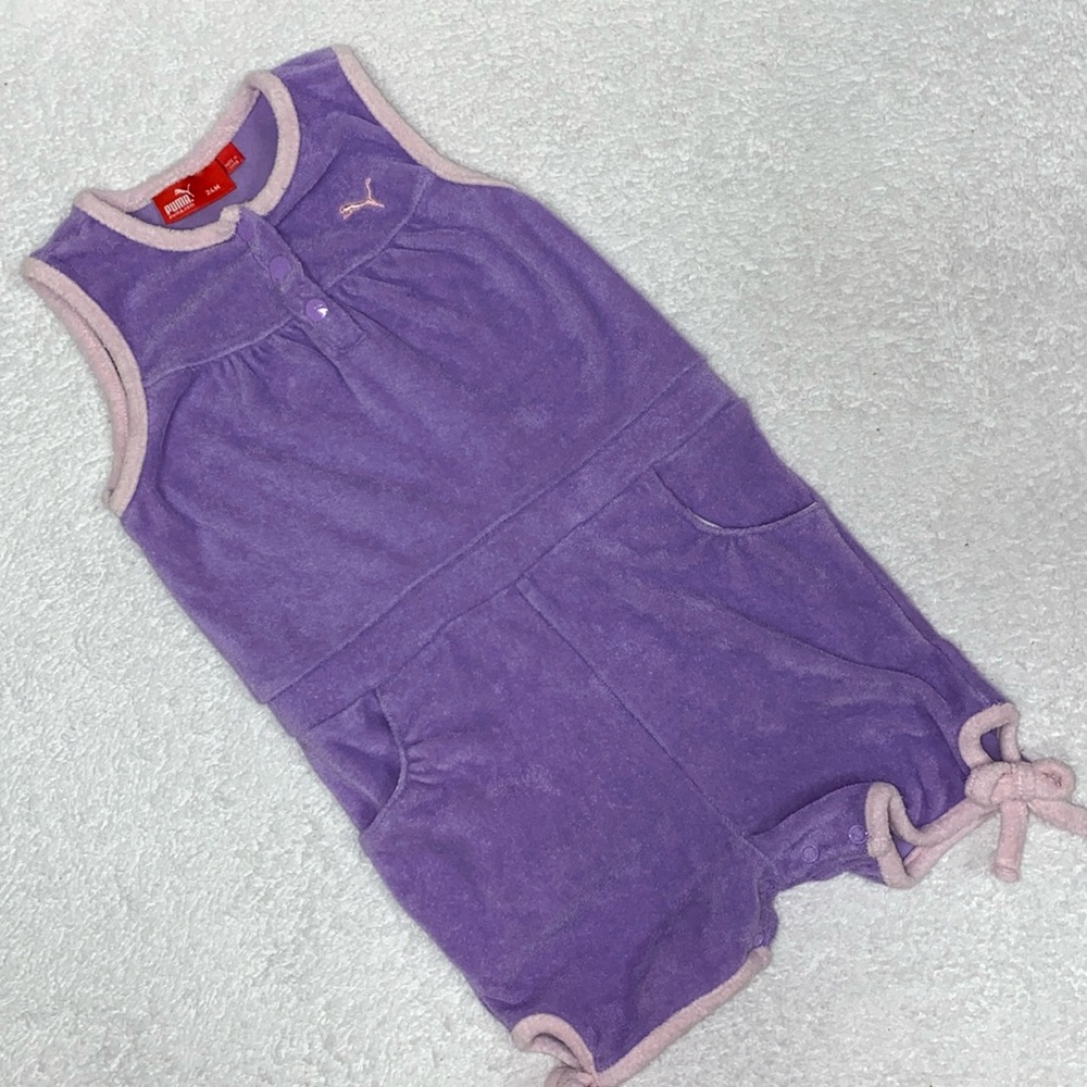 Puma terry cloth sleeveless summer romper jumper pink purple girls 24m